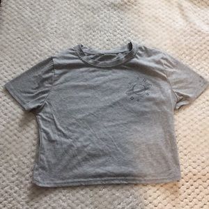 Gray graphic crop top